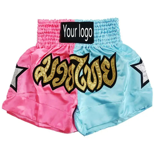 Pantalones cortos Muay Thai de alta calidad personalizados de fábrica OEM de satén de seda con bordado de encaje deportivo y diseño corto de Kickboxing - Product Image 6