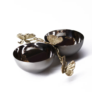 Modern Home Decor Metal Serving Bowls with Gold <b>Flowers</b> Round Fruit Bowls Steel Salad Bowls for Diwali - Product Image 4