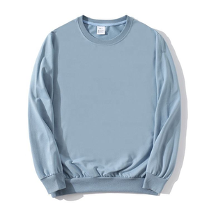Haute Qualité Coton 100% Fuff Imprimer Bleu Hoodies Sweat Léger Pas De Pull À Manches Longues Surdimensionné Unisexe Sweatershirt basics, coton mélangé - Product Image 4