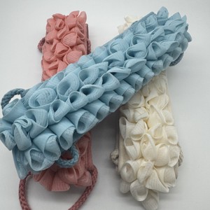 MIA MED Private Label Bath Brush Durable Nylon Back Strap Long Floral Body Scrubbing Shower <b>Exfoliation</b> Cleaner Mesh Material - Product Image 2