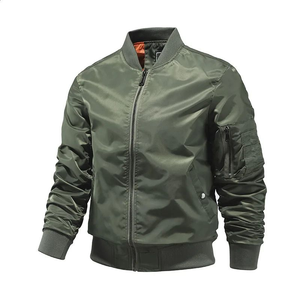 OEM Service Tendance Haute Qualité Hommes Printemps Été Bomber Veste Couleur Unie Mode Aviateur Baseball Survêtement - Product Image 5
