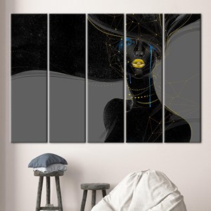 Arte impreso en lienzo: Mujer negra con labios dorados, 5P: Gallery Wrapped - Product Image 1