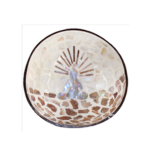 Bol d'éveil vietnamien en noix de coco au design rustique avec incrustation de nacre, cadeau unique Bouddha, prix abordable - Product Image 2