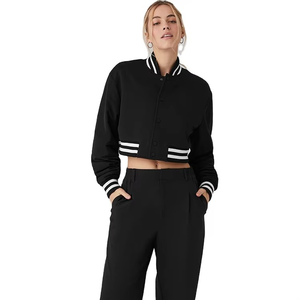 Chaqueta universitaria de gran tamaño con botones recortados personalizados para mujer, ropa de calle informal personalizada, chaquetas universitarias recortadas de Invierno para mujer - Product Image 1