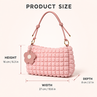 Sac sous le bras style coréen en seersucker pour femme, sac à bandoulière plissé mignon, sac à main nuage gonflé, sac fourre-tout bulle décontracté d'été