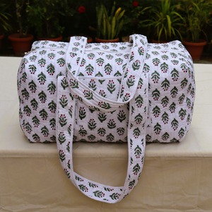 Large Quilted Cotton Duffle <b>Bag</b> Zipper Boho Vintage Block Print Trending <b>Weekender</b> <b>Travel</b> Shoulder Overnight <b>Bag</b> Designer <b>Bag</b> - Product Image 6