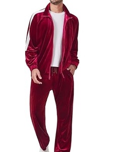 Two-Piece Breathable Zipper Velvet Velour Slim Fit Track Jacket Trouser <b>Autumn</b> Acid Wash Stylish Sweatsuit Plus Size Fleece - Product Image 4