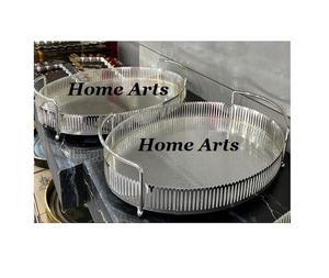 Juego de dos Bandejas para servir postres de diferentes tamaños en bandeja para servir comida de madera con asas de metal a bajo precio - Product Image 2