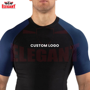 Noir Bleu Couleur Tarif de Gros Personnalisé Haute Qualité Nouvelle Arrivée OEM ODM Service Compression À Manches Courtes Rash Guard - Product Image 6