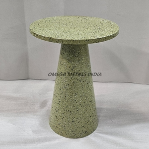 Contemporary Terrazzo Coffee Table Highlighting a Polished Round Top and a Tapered Cone-Shaped <b>Base</b> Combining Durability - Product Image 6