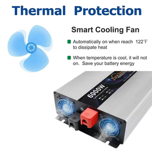 Convertisseur de puissance à onde sinusoïdale pure 6000W, 12V/24V/48V DC vers 110V/220V, pour système solaire domestique, camping-car et hors réseau - Product Image 3