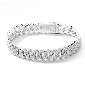 กำไลข้อมือทอง 14K แบบ Cuban Link ประดับเพชรโมอิสซาไนต์ ชุบโรเดียม ดีไซน์เรขาคณิต สไตล์ศาสนา ทันสมัย วัสดุทองเหลือง ทุกขนาด VVS - Product Image 5