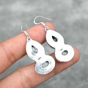 Top qualité 925 argent Sterling plaqué Style bohème à la mode Dendrite opale ovale pierre précieuse lunette naturelle anniversaire boucles d'oreilles - Product Image 5