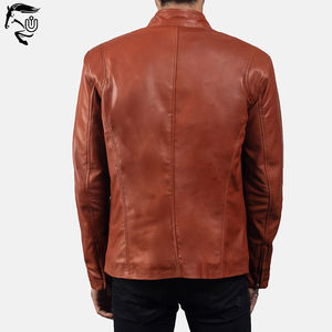 Veste de mode d'hiver personnalisée pour hommes, style haut en cuir véritable, grande taille, tissu tissé haute position du logo avant - Product Image 2