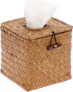 Caja de pañuelos de ratán Eco Chic diseñada para una vida sostenible que ofrece belleza natural junto con practicidad funcional - Product Image 3