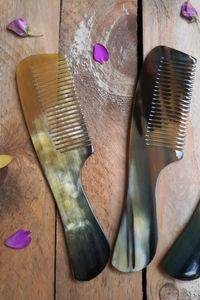 MOOD NATURAL CUSTOMIZED HANDMADE HORN <b>COMB</b> with Fine and <b>Wide</b> Teeth Handmade Buffalo Horn <b>Comb</b> for Hair Styling - Product Image 3