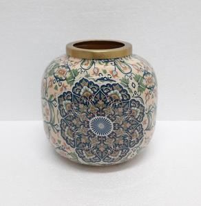 Calcomanía de jarrón de flores de metal de diseño moderno, acabado esmaltado para sala de estar, decoración de Mesa para el hogar, hecha a mano, personalizada - Product Image 3