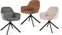 Lot de 6 chaises de salle à manger pivotantes en similicuir marron accoudoirs chaise rembourrée chaise de cuisine rotative