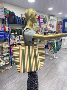 Bolsas de playa de nailon recicladas hechas a mano, bolsas de mercado tejidas a rayas, estilo tradicional indio único, reutilizables, fabricante directo - Product Image 2