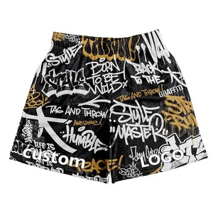 Pantalones cortos de baloncesto deportivos para hombre de alta calidad OEM personalizado Graffiti impreso sólido sublimación Logo diseño al por mayor pantalones cortos de malla - Product Image 1