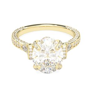 RITZIN Hidden Halo Oval Cut Engagement Ring Cute Women's Fine <b>Handmade</b> <b>Jewelry</b> - Product Image 6