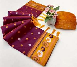 Saris de seda suave de la mejor calidad con contraste de girasol Pallu Compras en línea para ropa india y pakistaní - Product Image 5