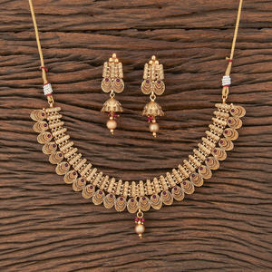 Collier classique antique serti de placage à l'or mat 217266 concessionnaires de bijoux artificiels en Inde - Product Image 2