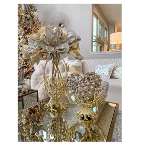 Vase moderne en fer finition or Tube de verre Accent décoratif pour table à manger bureau bureau style intérieur mariage design côtier - Product Image 6