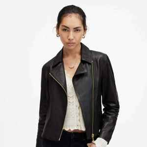 แจ็กเก็ตหนังแกะแท้วินเทจสำหรับผู้หญิง, ใหม่2025ปกพับลงหนังครอปกระดุมหนังพรีเมี่ยม - Product Image 3