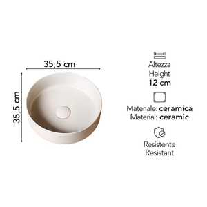 อ่างล้างหน้าเซรามิกดีไซน์อิตาลีทรงกลมขนาด 41 ซม. รุ่น Koricini Appoggio ของ Bianca Furniture - Product Image 2