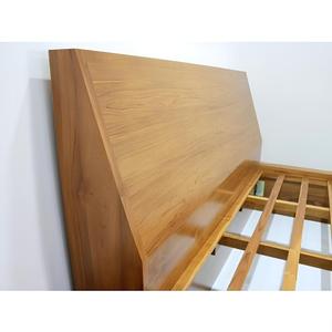 Cadre de lit plateforme moderne en teck massif avec étagères latérales et banc de rangement pour salon - Product Image 4