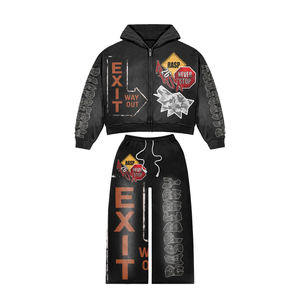 Conjuntos de Sudadera con Capucha y Pantalones Deportivos Personalizados para Hombre, Estilo Desgastado con Lavado Ácido y Decoloración por el Sol - Product Image 6