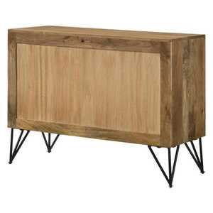 Armoire d'appoint en métal en bois rustique massif deux portes pieds en métal style industriel rangement de salon pour ferme école appartement - Product Image 4