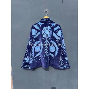 Chaqueta Suzani Azul Rey, Chaqueta Bordada Uzbeka con Dos Bolsillos Laterales, Ropa de Fiesta, Abrigo Unisex, Chaquetas Boho Hippie - Product Image 5