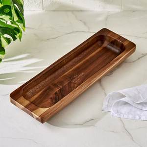 Solid Wood Serving Tray Compartments Salad Bowl Serving Trays Oval Platters for Party Breakfast Decorative Food <b>Small</b> Trays - Product Image 4