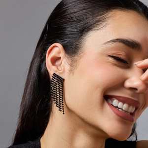 Boucles d'oreilles pendantes tendance style religieux 193082 en alliage de zinc à motifs géométriques avec perle pour les fêtes - Product Image 2