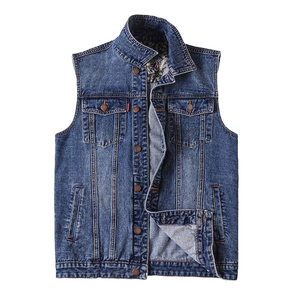 Chaleco vaquero clásico de algodón transpirable de alta calidad para hombre, moda de otoño azul lavado, reversible, de secado rápido, de talla grande, estilo callejero - Product Image 5