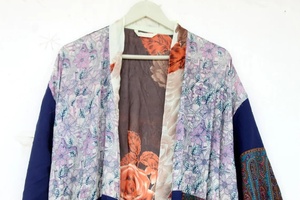 Kimono Robe Bata de seda Estilo vintage Bata de seda para mujer - Product Image 6