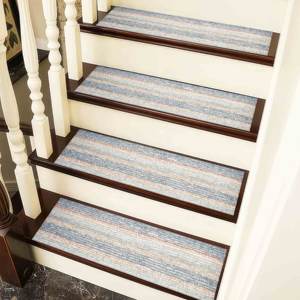 Alfombra para Escaleras, Diseño Kilim en Tonos Suaves, Alfombra Moderna Estampada a Rayas - Product Image 4