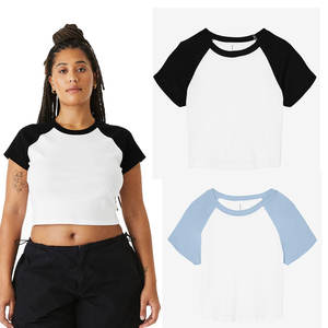 T-shirt court à manches raglan classique pour femmes, coupe ajustée, logo personnalisé, appliques 3D, tissu batik, printemps - Product Image 2