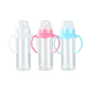 USA Warehouse Custom High-quality 240ml 8oz 12oz Wide Neck Borosilicate Baby Glass Bottle Outdoor Kids Glass Bottle