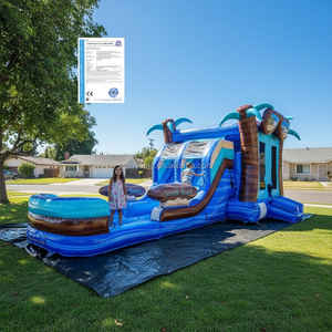 Castillo Hinchable Comercial Palmera con Tobogán Agua Combo Doble Carril Piscina Wet Dry para <span class=keywords><strong>Alquiler</strong></span> Fiestas Infantiles - Product Image 1