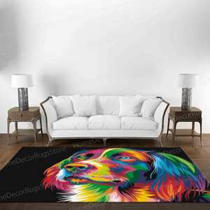 Colorful <b>Dog</b> <b>Rug</b> Abstract <b>Dog</b> <b>Rugs</b> Eco-Friendly Wool Latex Backing Easy to Clean Luxury Velvet <b>Rug</b> with Patchwork Design - Product Image 2