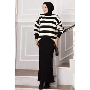 Vestido recortado ancho rayado negro - Product Image 4