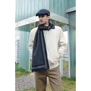 Men's <b>Black</b> Wool <b>Scarf</b> Soft Seasonal Long Loafers Color Block Striped Detailed Knitwear - Product Image 4