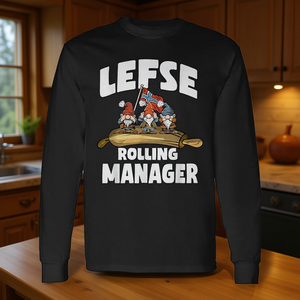 Maglietta a maniche lunghe Lefse Rolling Manager con tema cibo norvegese, design divertente scandinavo per adulti - Product Image 3