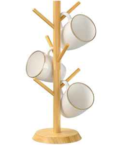 Bamboo Mug Tree Wooden Cup Holder Stand Rack <b>Kitchen</b> <b>Storage</b> Organizer Coffee Tea Drinkware Display Restaurant House Accessories - Product Image 6