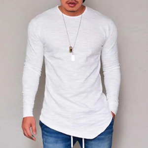 Otoño invierno camiseta hombres precio bajo manga larga Camisetas masculinas Slims cuello redondo ropa sólida camiseta calle casual Jersey de algodón - Product Image 3