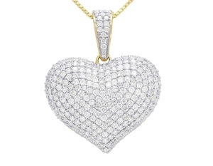 Pendentif en forme de cœur noir élégant avec diamants en moissanite blanche Bijoux Hip Hop Collier Charm - Product Image 1