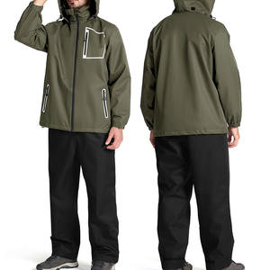 Impresión personalizada transpirable al por mayor trajes de lluvia para los hombres al aire libre impermeable con capucha cuello traje de lluvia para los hombres - Product Image 2